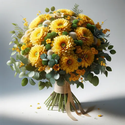 Ramo mixto con crisantemos amarillos